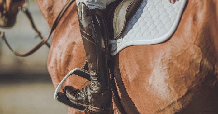 Equestrian boot and stirrup riding english equitation