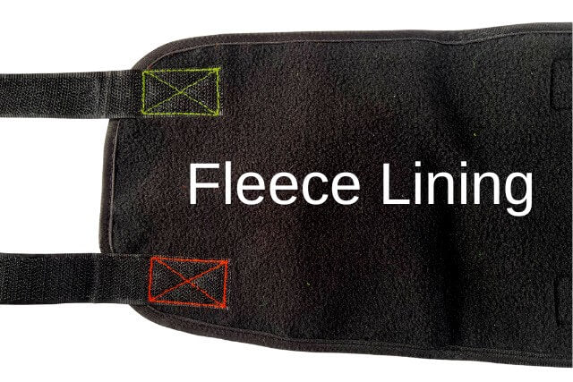 Close up of fleece lining in Horse High Visibility Leg Gear.