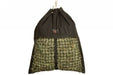 Front of Hanging Hay Pillow slow feed hay bag  filled with hay.