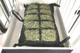 Manger Hay Pillow 4" x 6" mesh size filled with hay attached inside front load manger horse trailer.