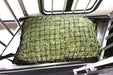 Manger Hay Pillow 1 3/4" mesh size filled with hay attached insdie slant load manger horse trailer.
