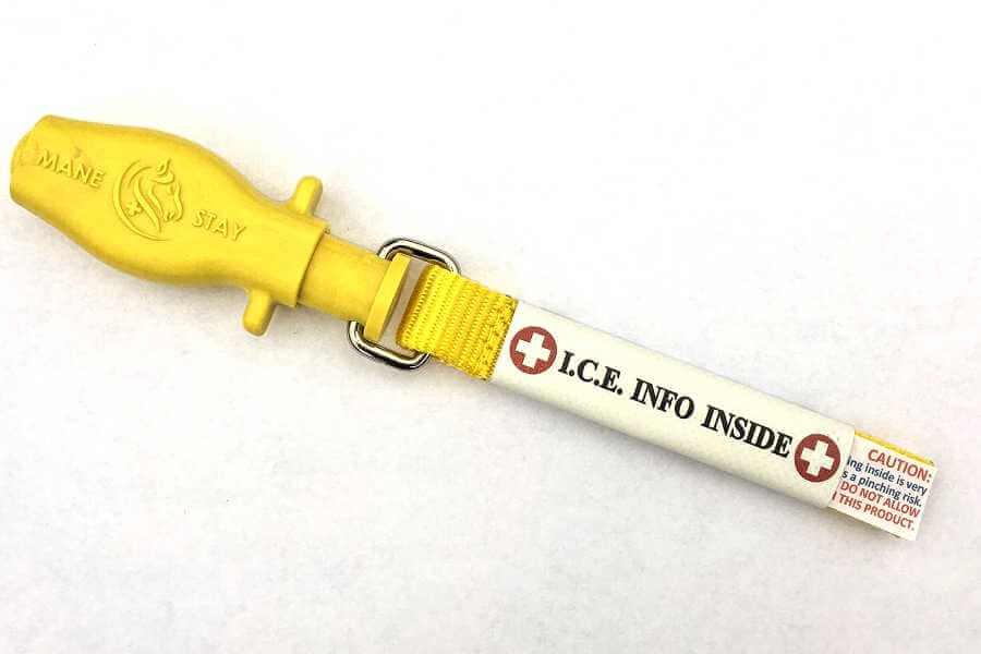 Front view of ManeStay Equine Emergency ID Tag.