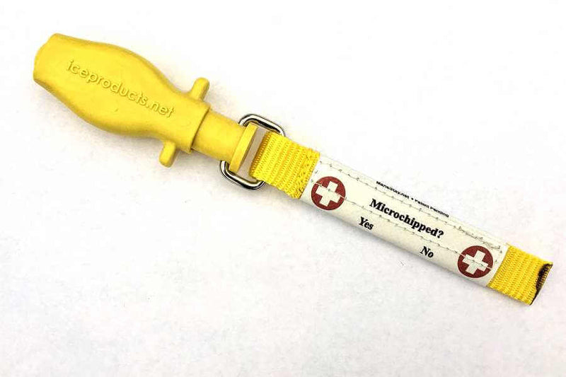 Underside view of ManeStay Equine Emergency ID Tag showing Microchipped Yes-No status..