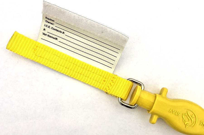 Blank emergency infomation flap of ManeStay Equine Emergency ID Tag.