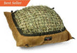 Our best seller, Standard Hay Pillow Slow Feeder Hay Bag filled with grass hay.
