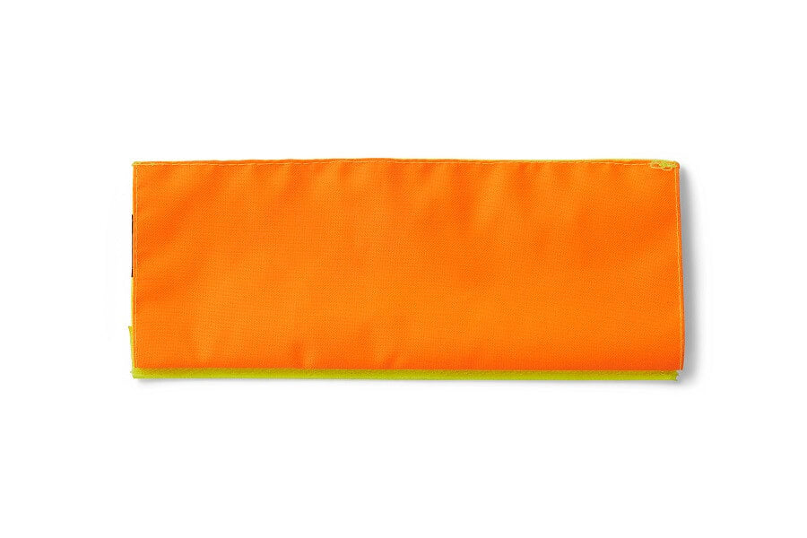 View of hunter orange side of Horse High Visibility Nose Band.