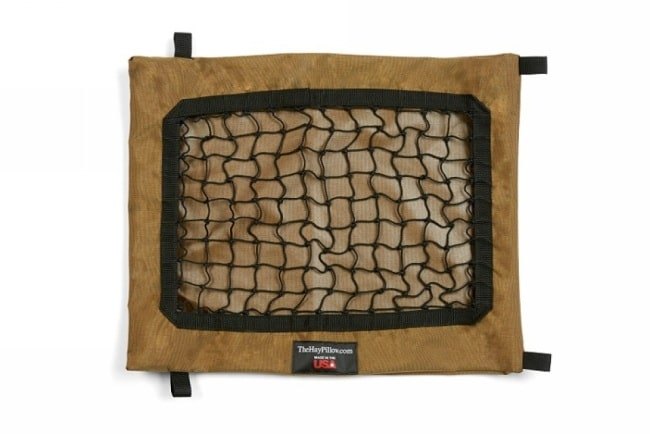 Front view of empty Mini Hay Pillow Slow Feeder Hay Bag.