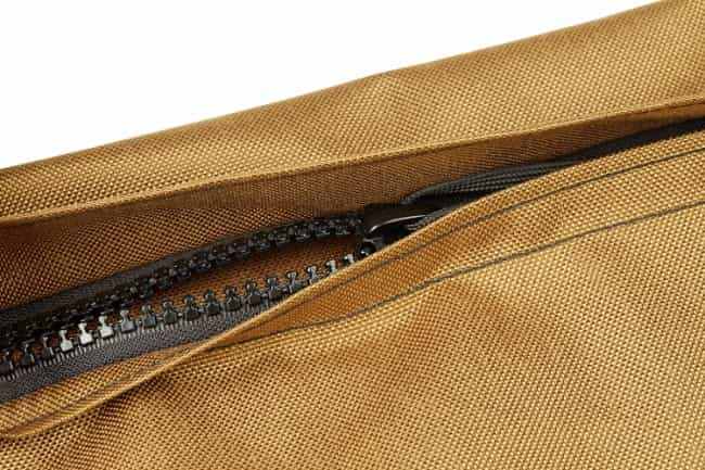 Close up of Mini Hay Pillow Slow Feeder Hay Bag zipper closure.