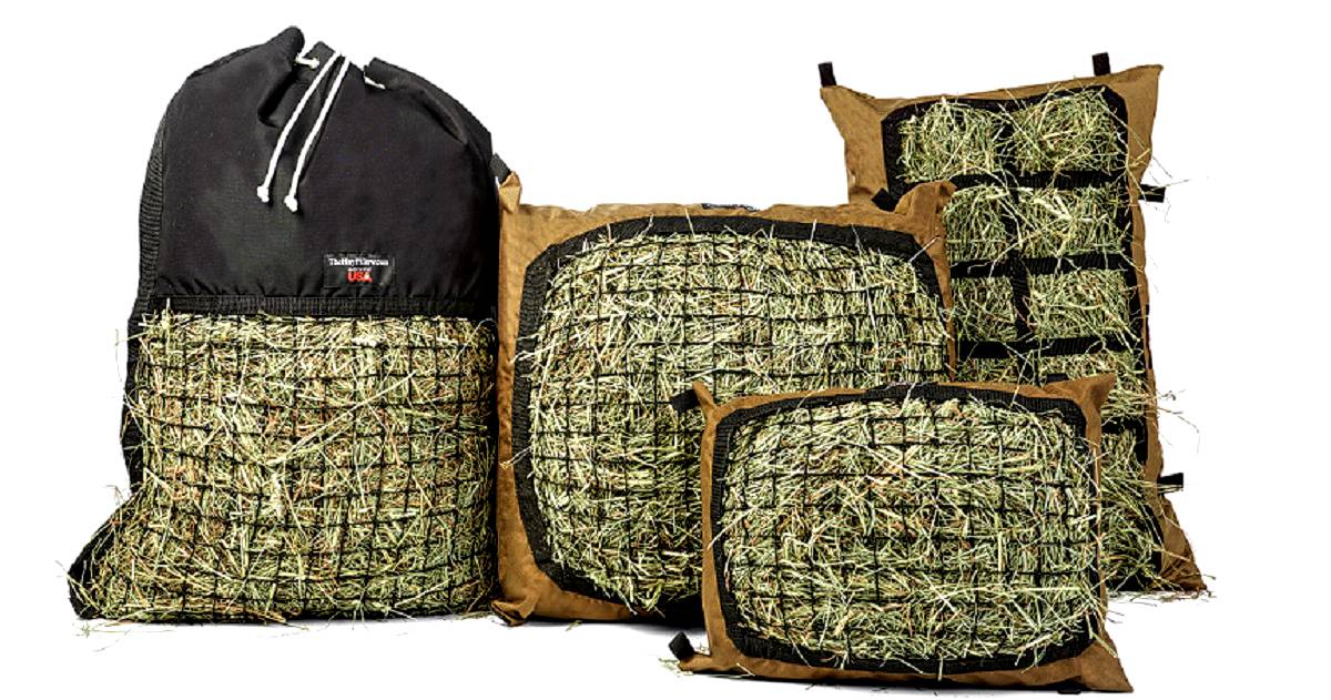 Hay Pillow® Slow Feed Hay Net Bags & Toys Best for Ground Feeding